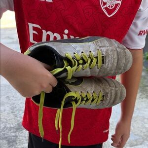 Puma Kids Shoes in Silver and Neon Green